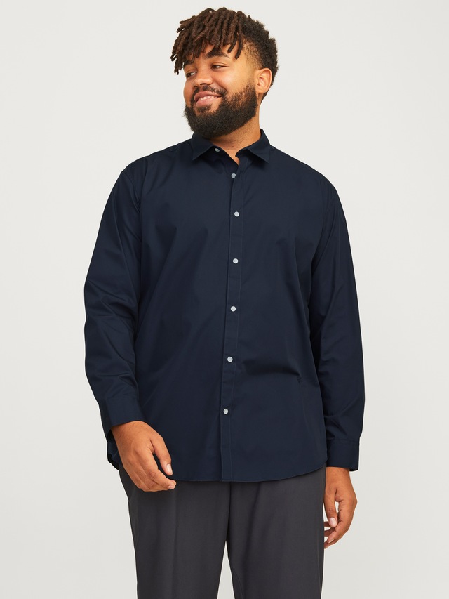 Jack & Jones PlusSize Langarmhemd »JJJOE SHIRT LS PLAIN PLS« Materialmix, normal geschnitten