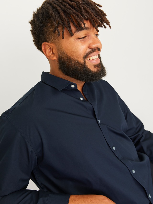 Jack & Jones PlusSize Langarmhemd »JJJOE SHIRT LS PLAIN PLS« Materialmix, normal geschnitten