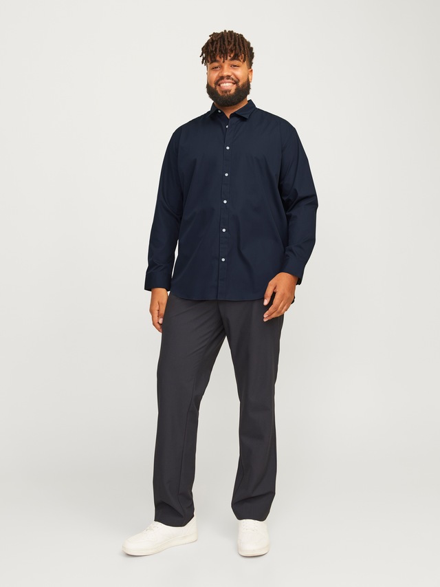 Jack & Jones PlusSize Langarmhemd »JJJOE SHIRT LS PLAIN PLS« Materialmix, normal geschnitten