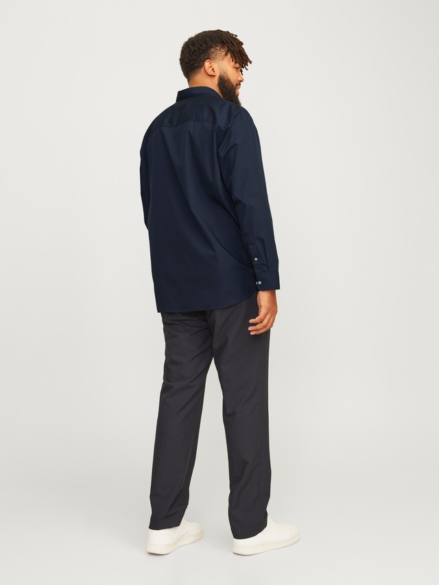 Jack & Jones PlusSize Langarmhemd »JJJOE SHIRT LS PLAIN PLS« Materialmix, normal geschnitten
