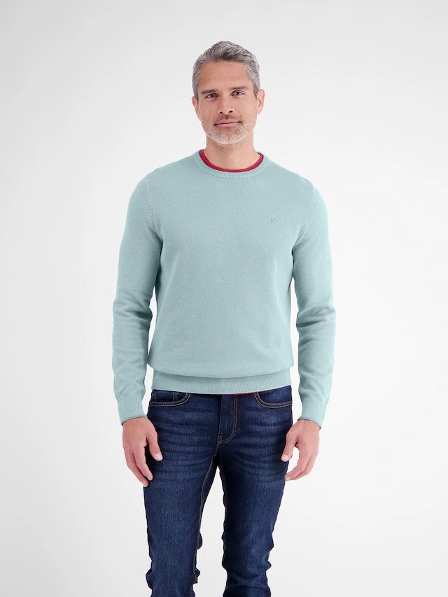 LERROS Strickpullover mit Logo-Stickerei und aus reiner Baumwolle