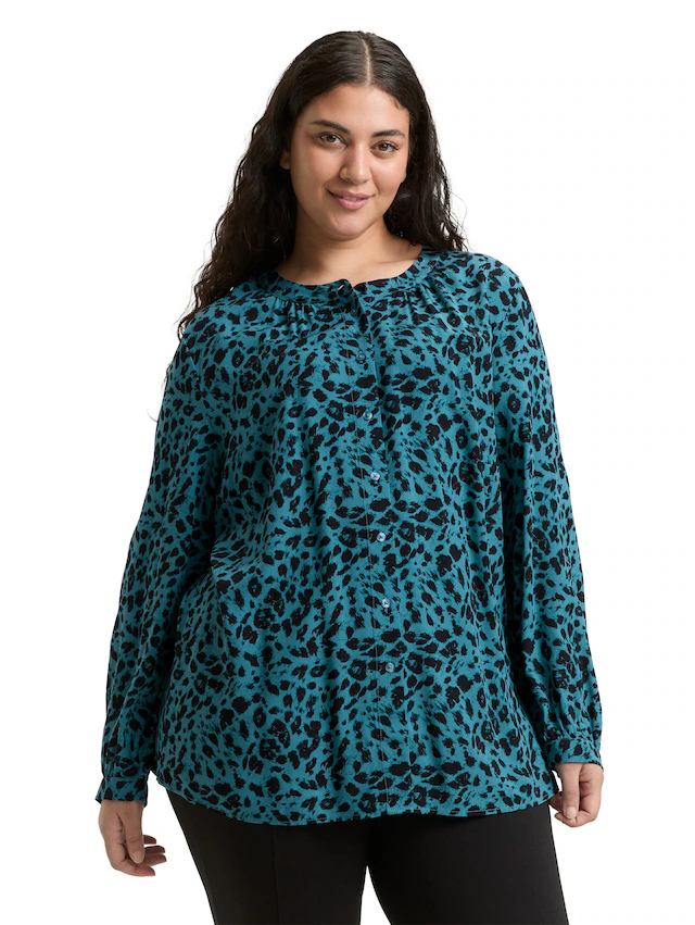 TOM TAILOR PLUS Klassische Bluse mit Leo-Print