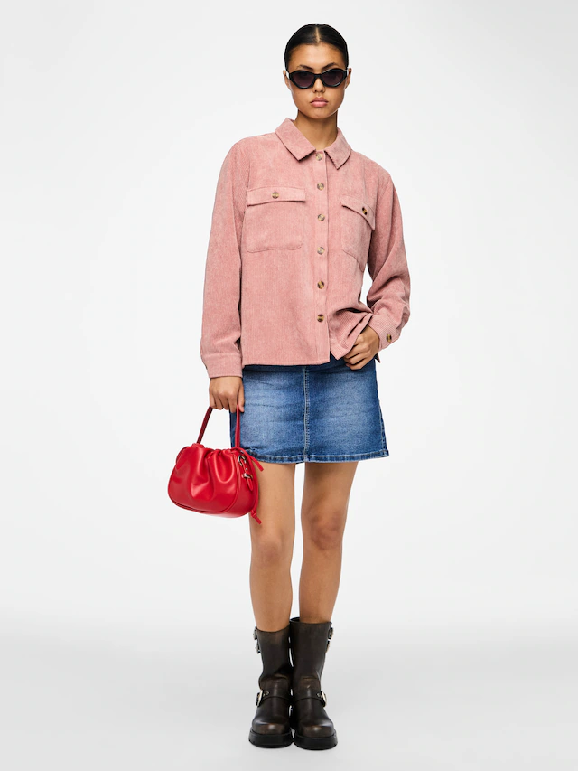 pieces Hemdbluse »PCEFFI LS SHIRT WVN NOOS« Materialmix, loose fit