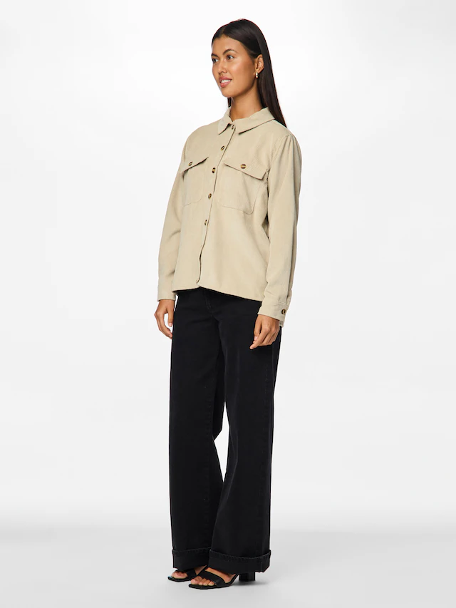 pieces Hemdbluse »PCEFFI LS SHIRT WVN NOOS« Materialmix, loose fit