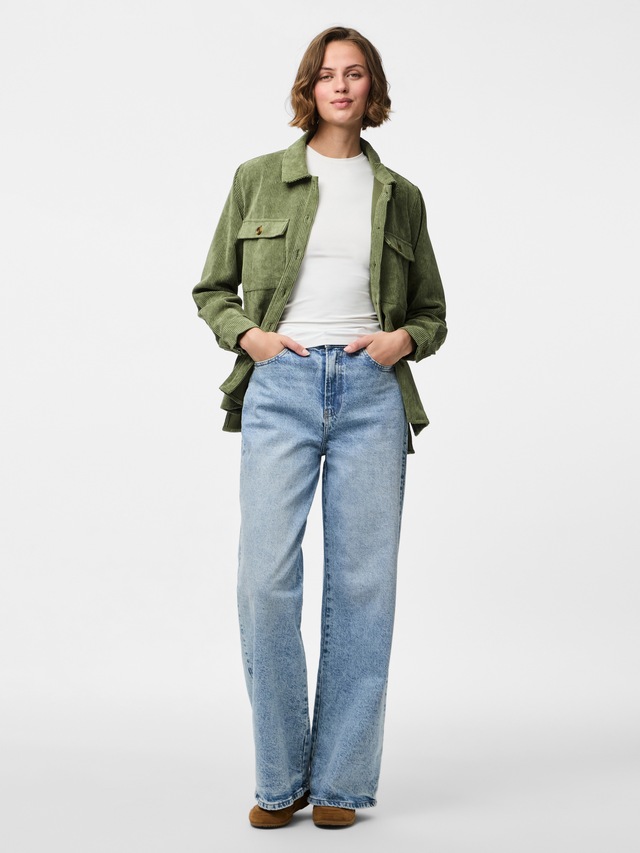 pieces Hemdbluse »PCEFFI LS SHIRT WVN NOOS« Materialmix, loose fit