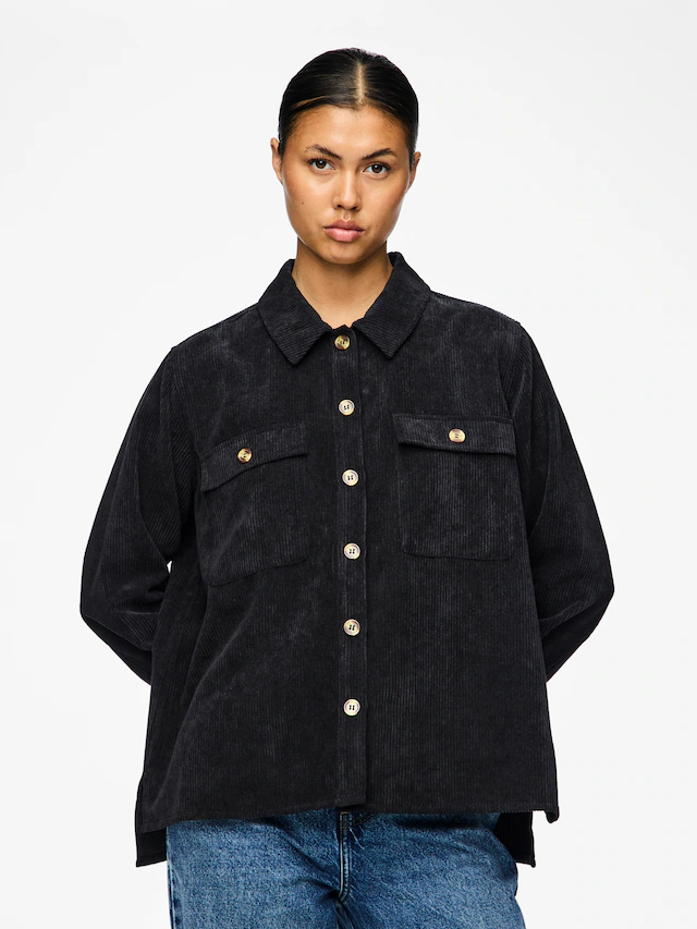 pieces Hemdbluse »PCEFFI LS SHIRT WVN NOOS« Materialmix, loose fit