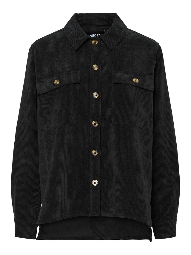pieces Hemdbluse »PCEFFI LS SHIRT WVN NOOS« Materialmix, loose fit