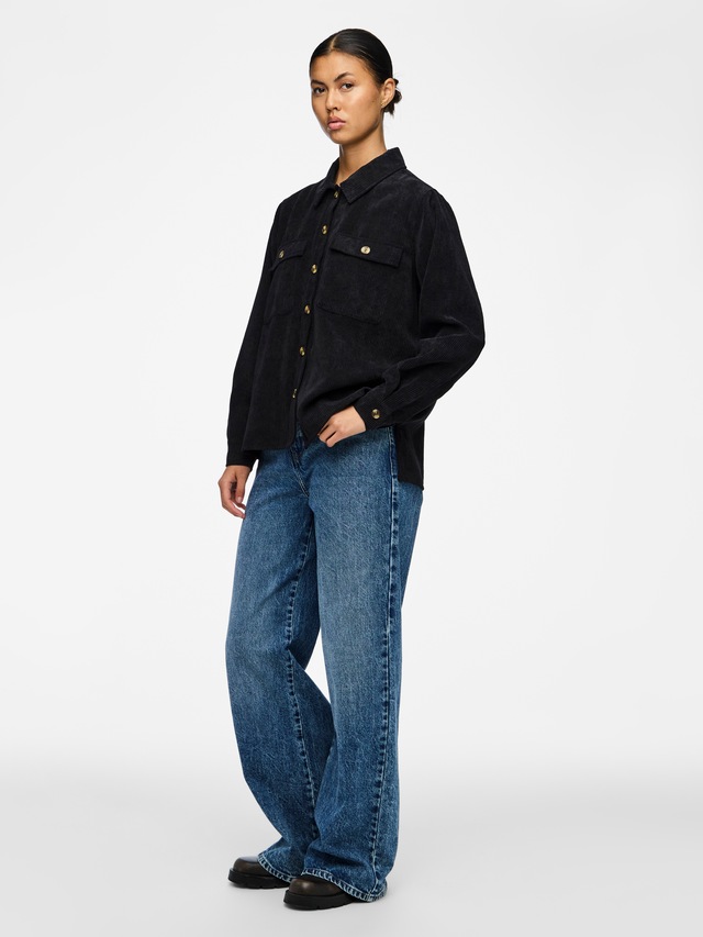 pieces Hemdbluse »PCEFFI LS SHIRT WVN NOOS« Materialmix, loose fit