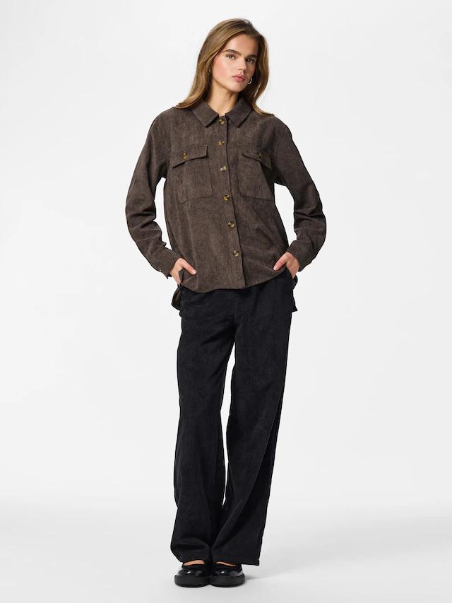 pieces Hemdbluse »PCEFFI LS SHIRT WVN NOOS« Materialmix, loose fit