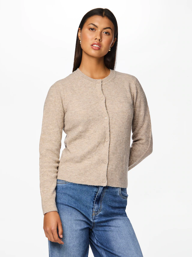 pieces Strickjacke »PCMALOU LS KNIT CARDIGAN NOOS BC« Materialmix, slim fit