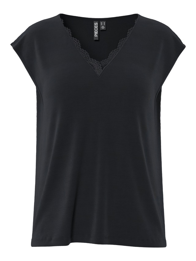pieces Kurzarmshirt »PCKAMALA LACE V-NECK TEE JRS NOOS BC«