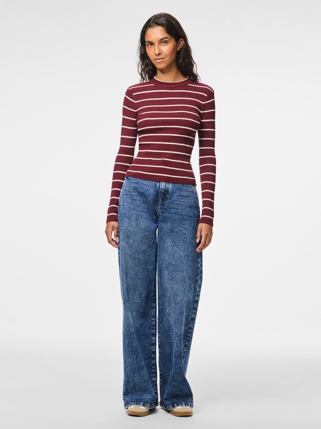 pieces Rundhalspullover »PCMIRA NEW LS O-NECK KNIT NOOS BC« Viskosemischung
