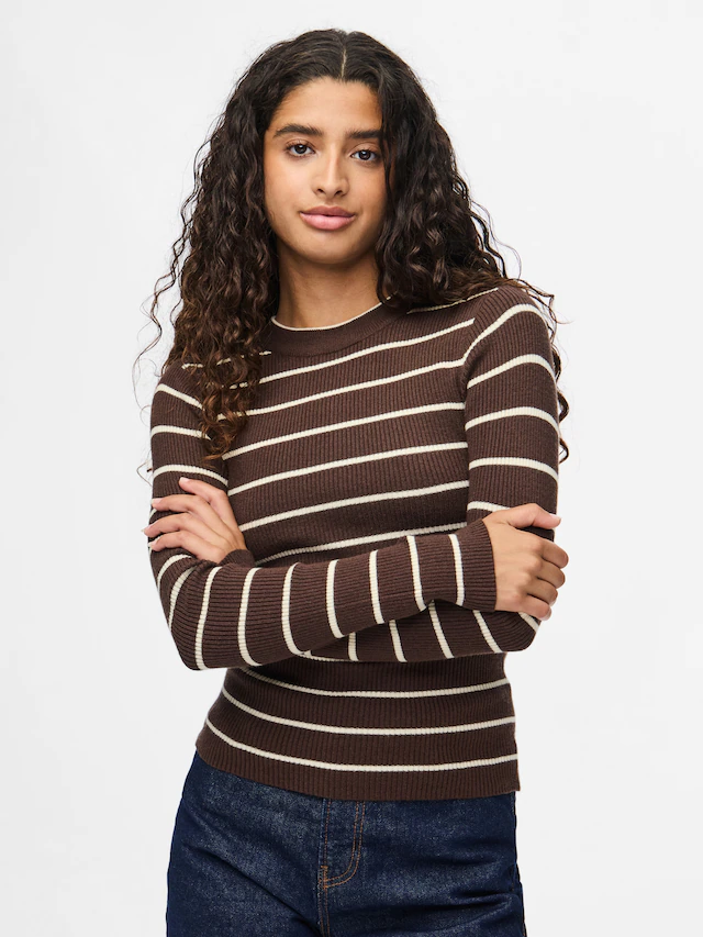 pieces Rundhalspullover »PCMIRA NEW LS O-NECK KNIT NOOS BC« Viskosemischung