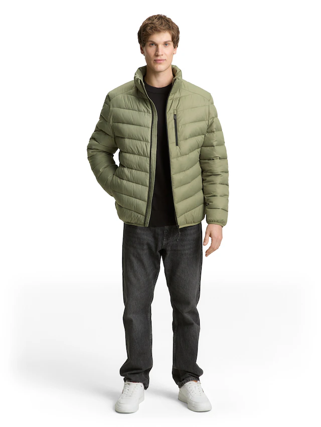 TOM TAILOR Denim Steppjacke ohne Kapuze mit Stehkragen