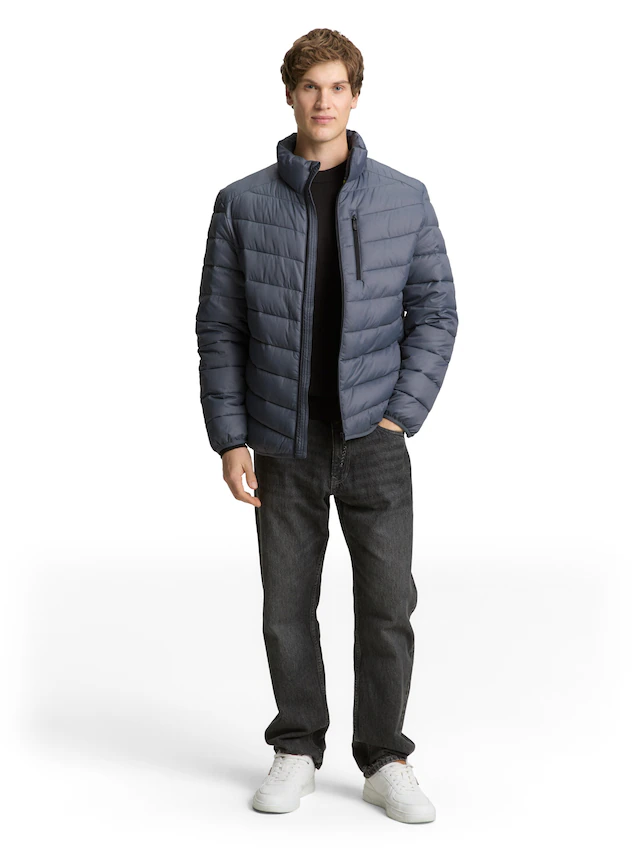 TOM TAILOR Denim Steppjacke ohne Kapuze mit Stehkragen