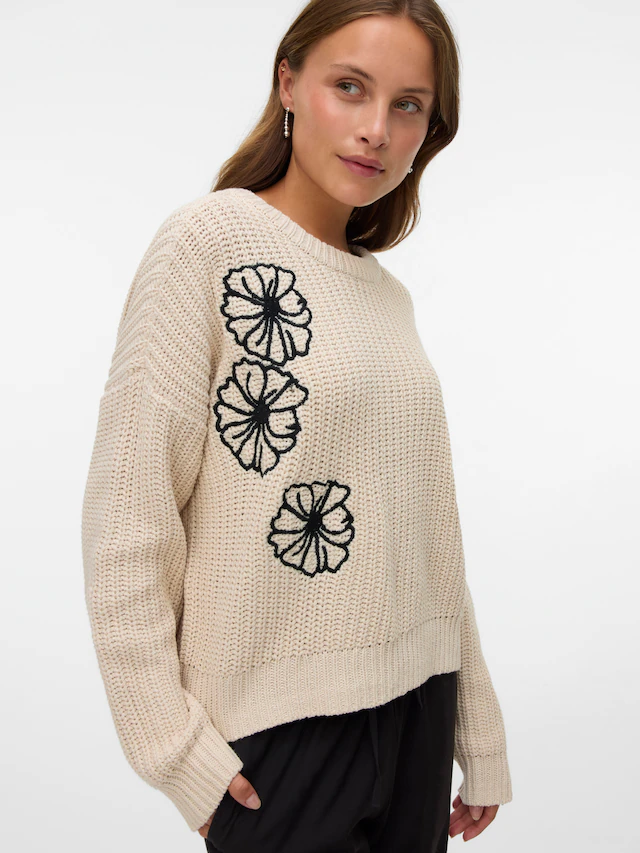 Vero Moda Rundhalspullover »VMLAURA LS O-NECK PULLOVER BOO«