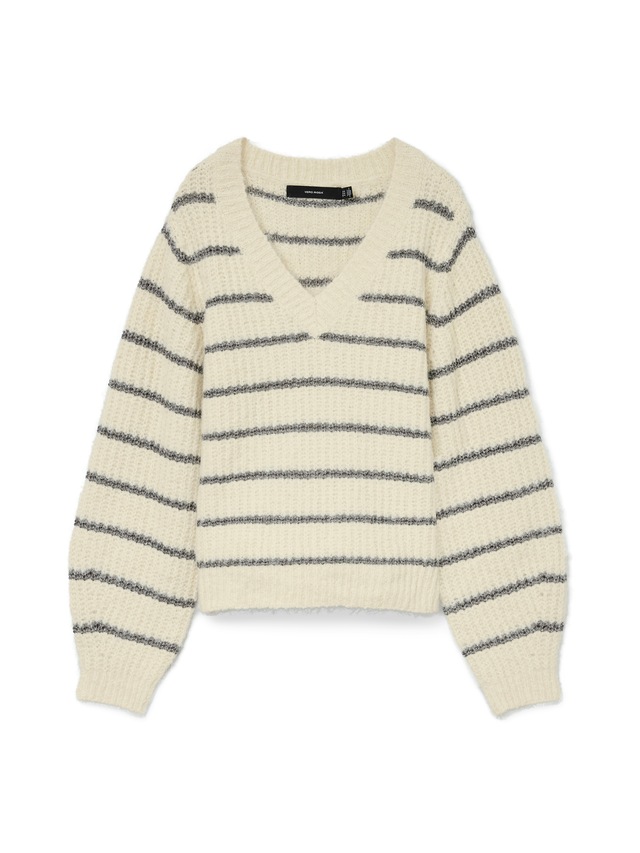 Vero Moda V-Ausschnitt-Pullover »VMAWESOME SHINE LS V-NCK STRIPE PULL BOO« mit Glitzer-Effekt