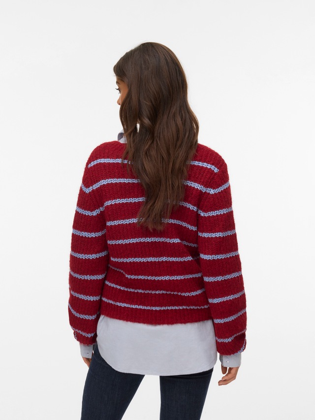 Vero Moda V-Ausschnitt-Pullover »VMAWESOME SHINE LS V-NCK STRIPE PULL BOO« mit Glitzer-Effekt