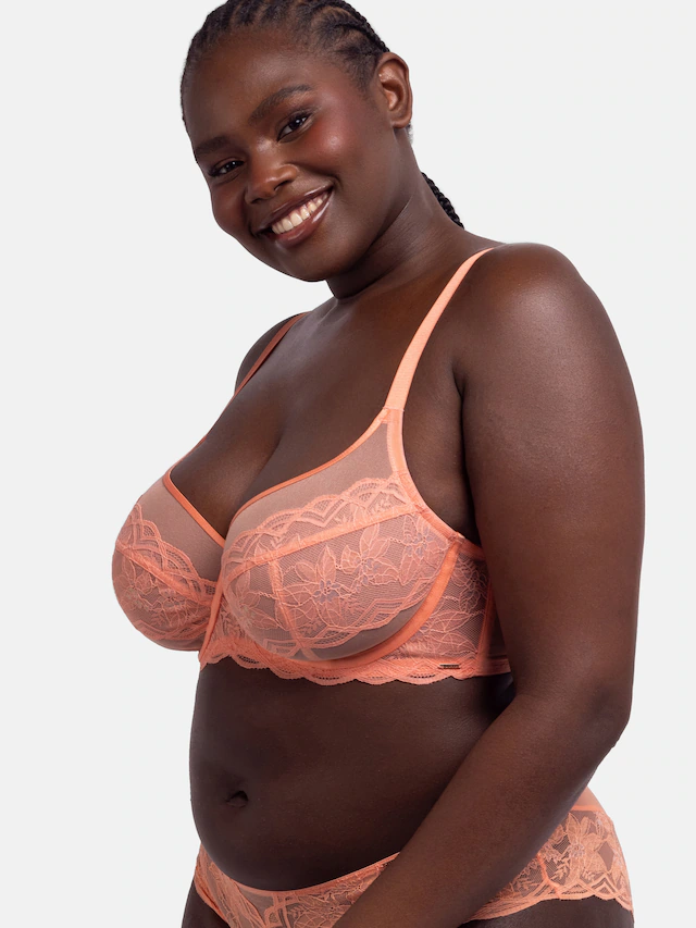 Dorina Bügel-BH »Lorelei« Curves, schimmerndes Netz mit Spitzendetails