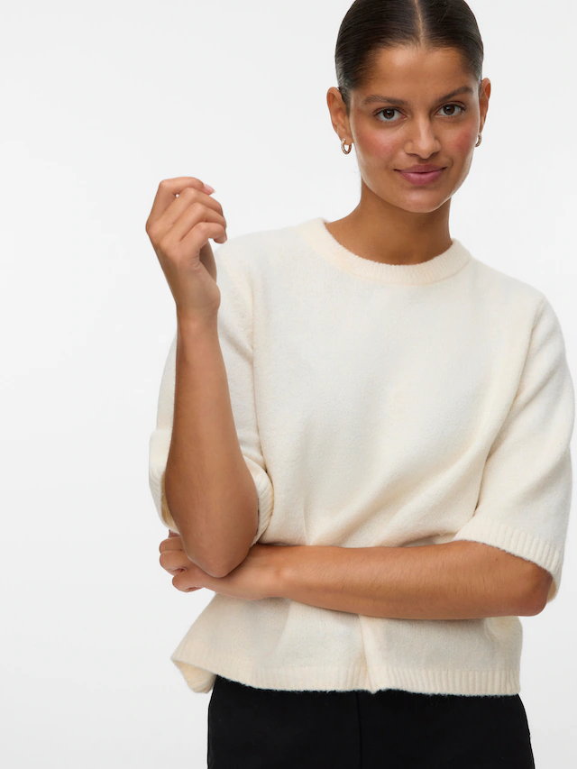 Vero Moda Rundhalspullover »VMBOOM 2/4 O-NK OVERSIZE PULLOVE GA NOOS« Materialmix, loose fit