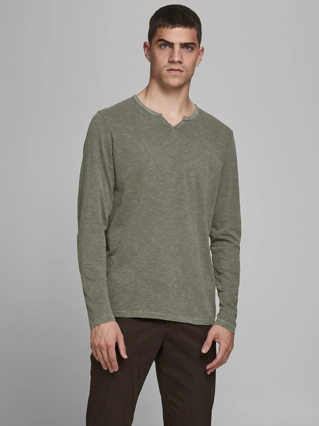 Jack & Jones Langarm-Poloshirt »JJESPLIT NECK TEE LS NOOS« Baumwolle, regular fit