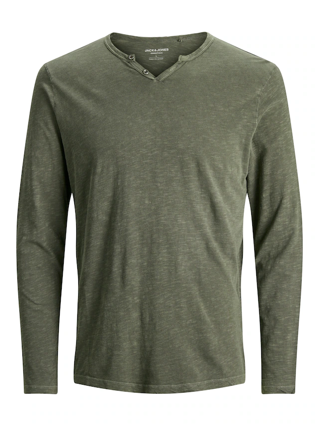 Jack & Jones Langarm-Poloshirt »JJESPLIT NECK TEE LS NOOS« Baumwolle, regular fit