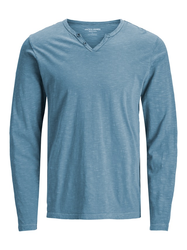 Jack & Jones Langarm-Poloshirt »JJESPLIT NECK TEE LS NOOS« Baumwolle, regular fit