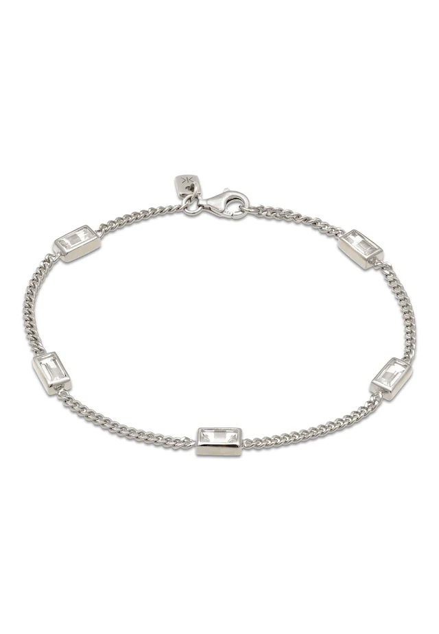 Kuzzoi Armkette »Armband Rechteck Topas Weiß 925 Sterling Silber«