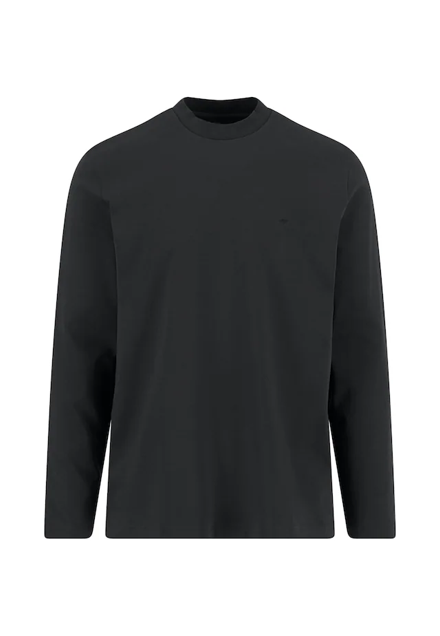 FYNCH-HATTON Langarmshirt gerade Passform, aus Baumwolle, unifarben, mit Logo-Stickerei