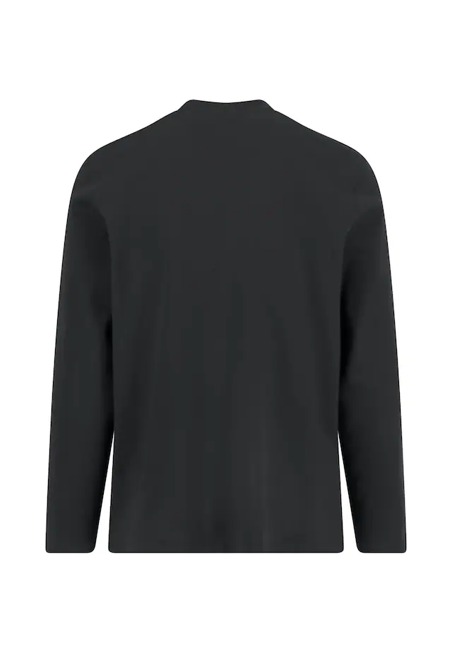 FYNCH-HATTON Langarmshirt gerade Passform, aus Baumwolle, unifarben, mit Logo-Stickerei