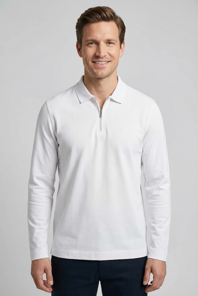 FYNCH-HATTON Langarmshirt normale Passform, mit Zipper, mit Hemdkragen, hüftbedeckende Länge