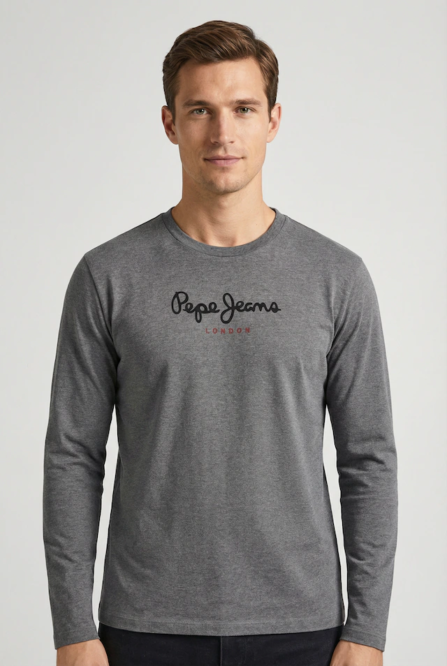 Pepe Jeans Langarmshirt »Small Flag« aus reiner Baumwolle, Rundhals