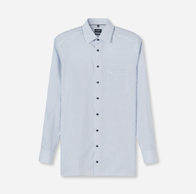 OLYMP Langarmhemd »Luxor« graphisches Muster, modern fit, Businesshemd, New-Kentkragen