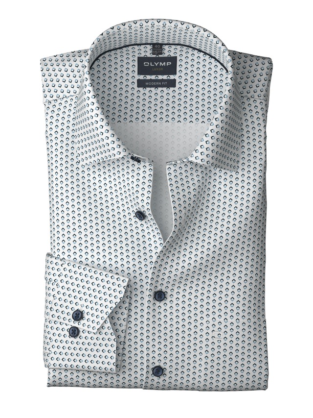 OLYMP Langarmhemd »Luxor« graphisches Muster, modern fit, Businesshemd, New-Kentkragen
