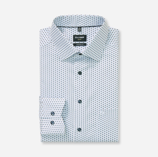 OLYMP Langarmhemd »Luxor« graphisches Muster, modern fit, Businesshemd, New-Kentkragen
