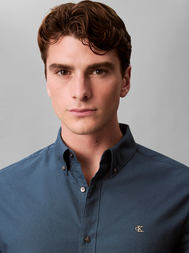 Calvin Klein Jeans Langarmhemd Button-Down-Kragen, Baumwoll-Stretch