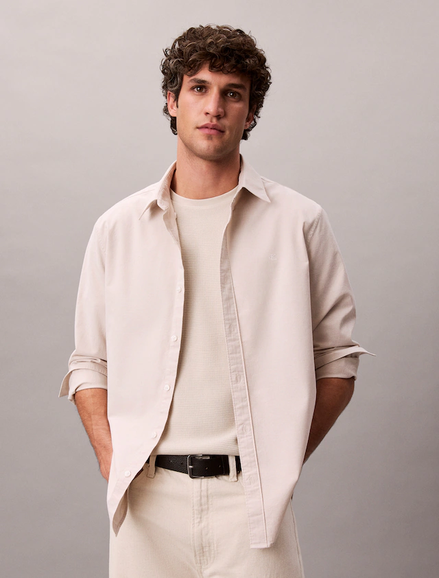 Calvin Klein Jeans Langarmhemd Button-Down-Kragen, Baumwoll-Stretch
