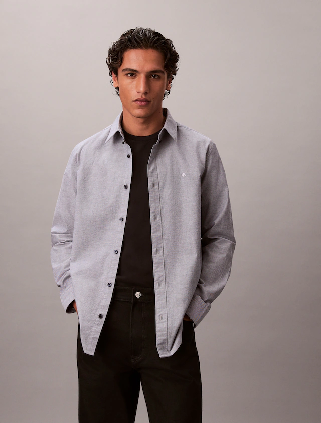 Calvin Klein Jeans Langarmhemd Button-Down-Kragen, Baumwoll-Stretch