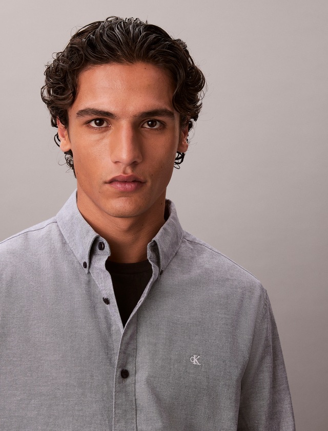 Calvin Klein Jeans Langarmhemd Button-Down-Kragen, Baumwoll-Stretch