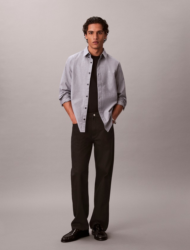Calvin Klein Jeans Langarmhemd Button-Down-Kragen, Baumwoll-Stretch