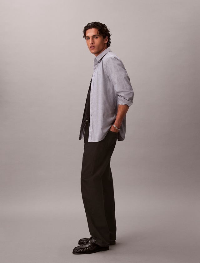 Calvin Klein Jeans Langarmhemd Button-Down-Kragen, Baumwoll-Stretch