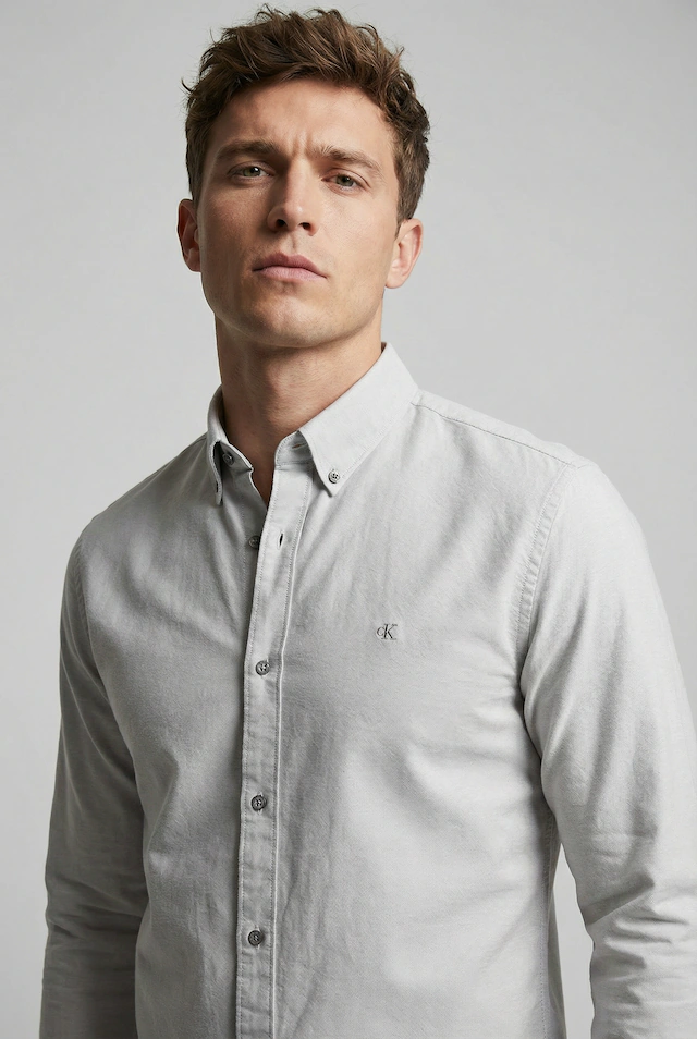 Calvin Klein Jeans Langarmhemd Button-Down-Kragen, Baumwoll-Stretch