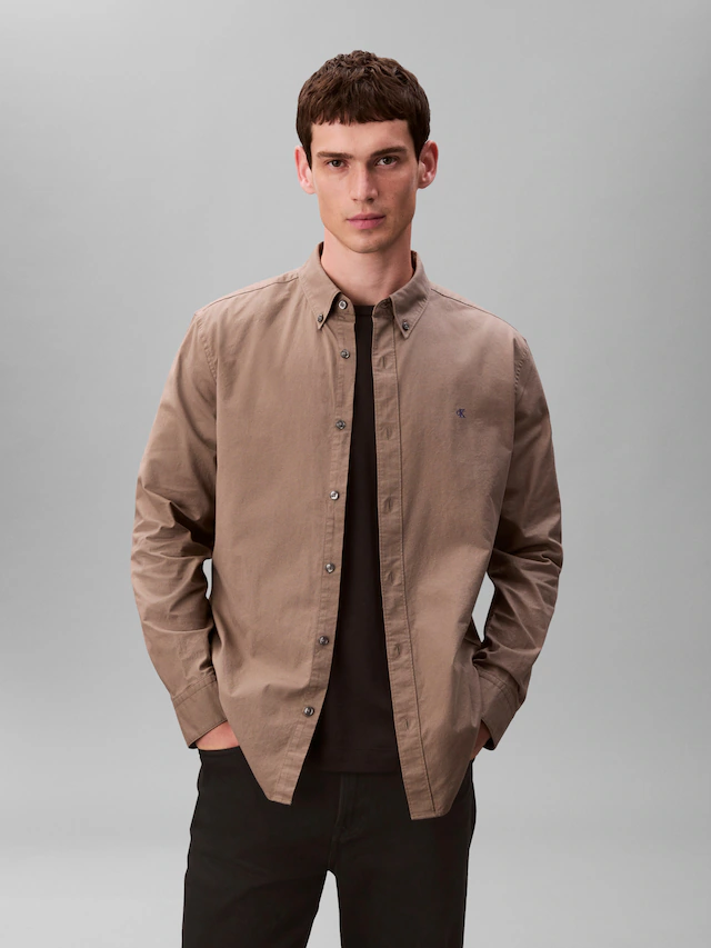 Calvin Klein Jeans Langarmhemd Button-Down-Kragen, Baumwoll-Stretch
