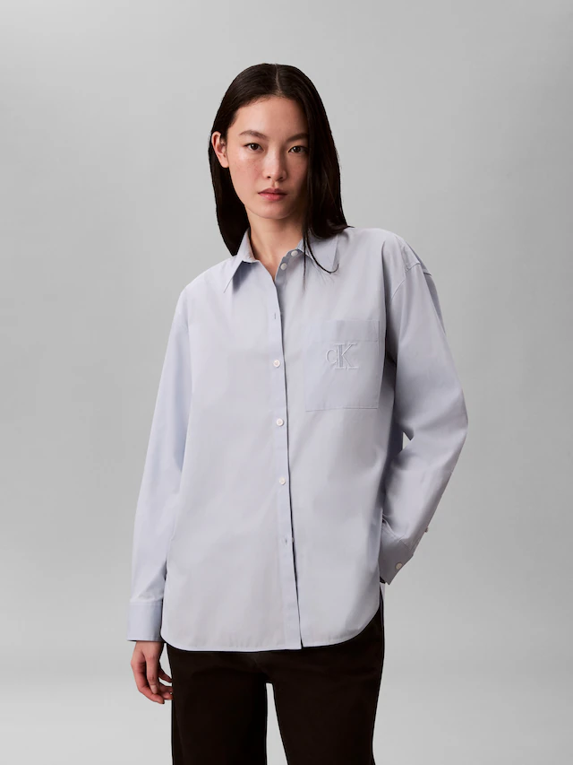 Calvin Klein Jeans Hemdbluse relaxte Passform, Stickerei auf der Brusttasche