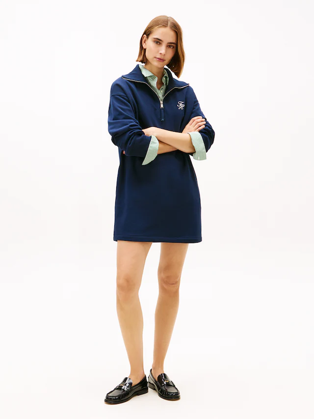 Tommy Hilfiger Minikleid »TH SCRIPT 1/2 ZIP TERRY DRESS«