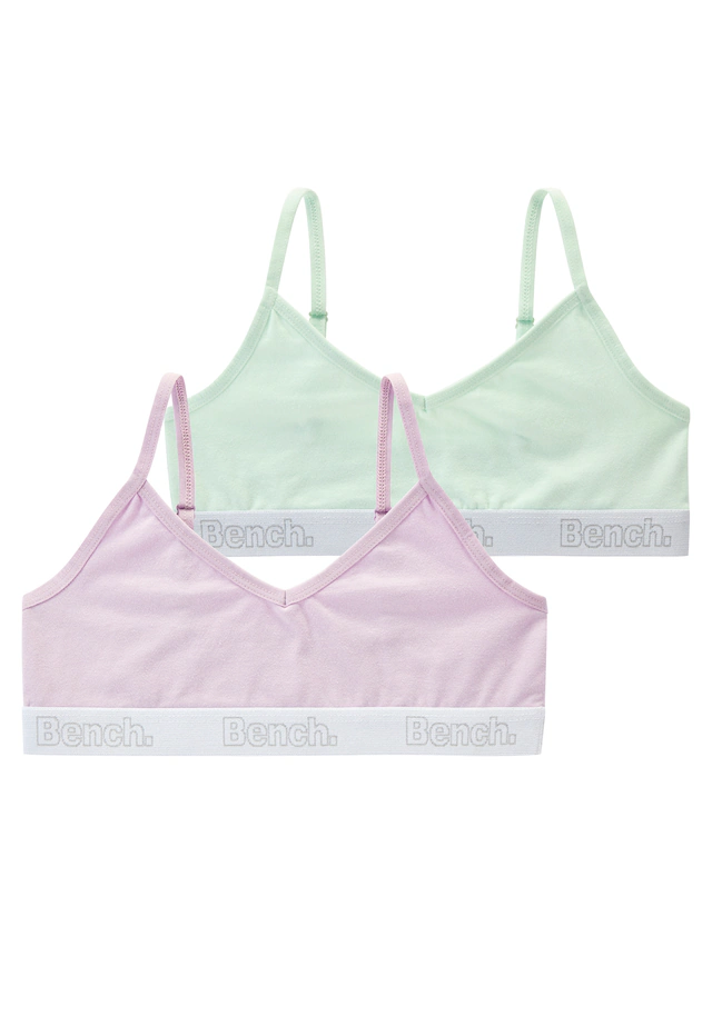 Bench. Bustier Packung, 2 tlg. Bündchen mit Logoschriftzug, verstellbare Träger