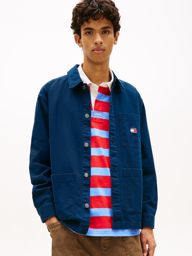 Tommy Jeans Hemdjacke »TJM ESSENTIAL OVERSHIRT« leicht überschnittene Schultern, halbgespreizter Kragen