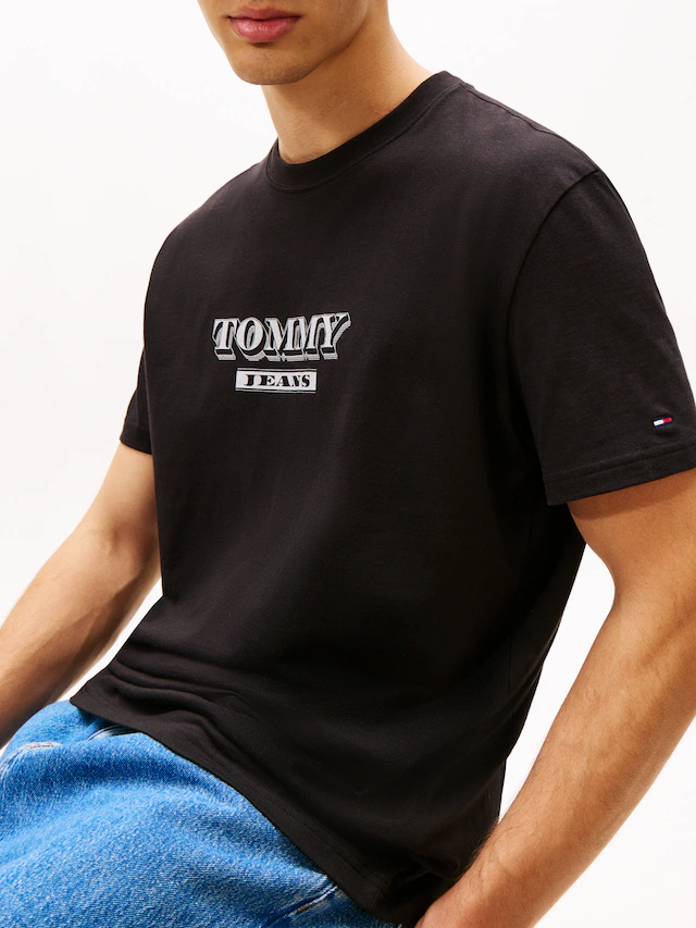 Tommy Jeans Rundhalsshirt »TJM BILLS FONT« regular fit, Rundhals, bedruckt