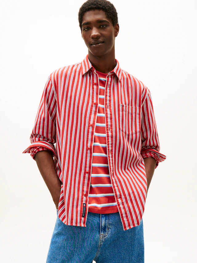 Tommy Jeans Langarmhemd »TJM STRIPE TWILL« gestreift, relaxed fit,