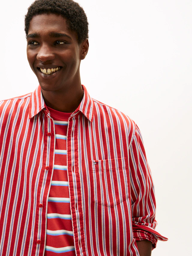 Tommy Jeans Langarmhemd »TJM STRIPE TWILL« gestreift, relaxed fit,